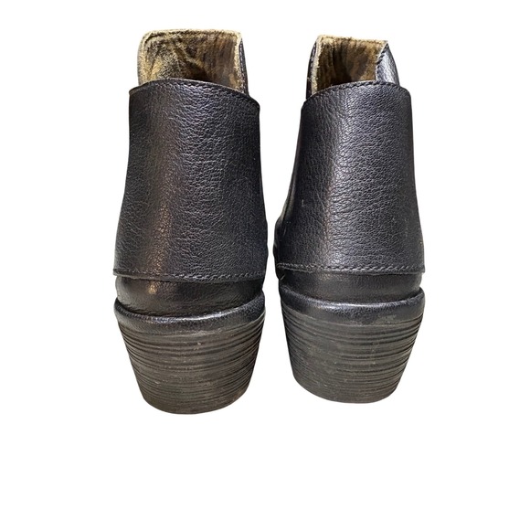 FLY LONDON Black Leather Wedge Ankle Boots Women's Size 40 - Picture 4 of 8